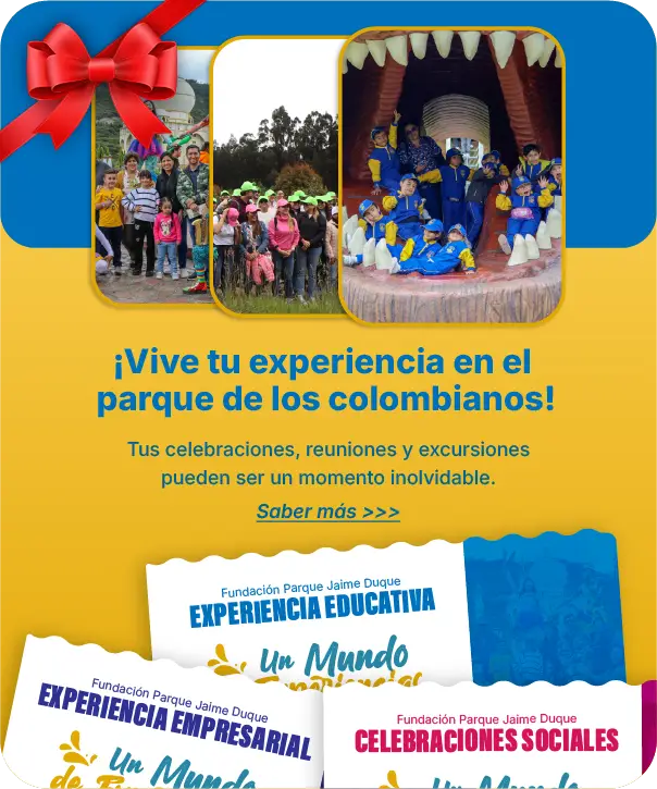 Banner promocional de experiencias escolares, eventos empresariales y celebraciones sociales