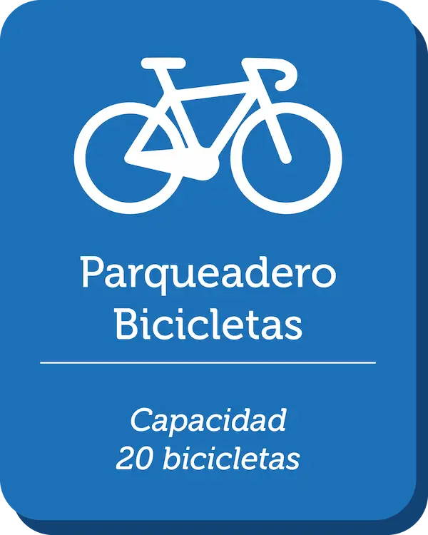 Ícono de bicicleta indicando capacidad máxima de 20 bicicletas en el parqueadero