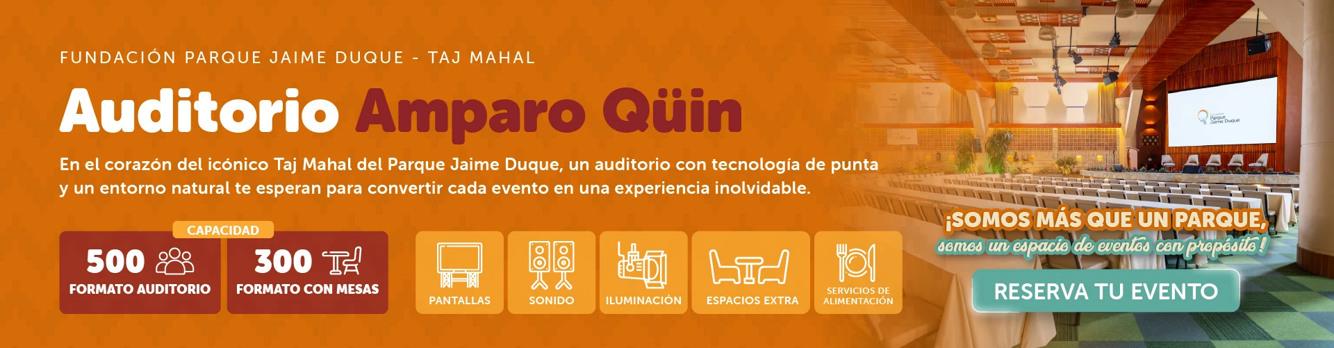 Auditorio Amparo Quin - Taj Mahal, Fundación Parque Jaime Duque - Disponible para alquiler para eventos - Tocancipá