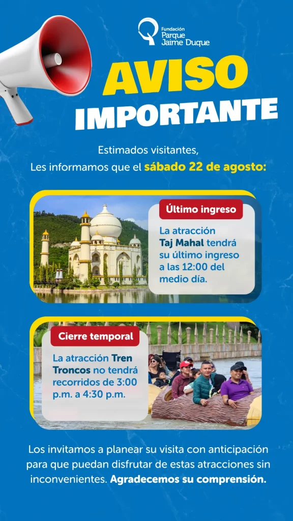 Aviso cierres temporales Sábado 22 de Agosto 226