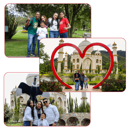 Niños y padres compartiendo actividades recreativas en la Fundación Parque Jaime Duque, ejemplo de bienestar social y unión familiar.